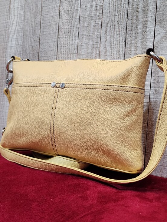 Tignanello Handbags - Tignanello Yellow Pebbled Leather Crossbody Organizer Bag Butter Yellow